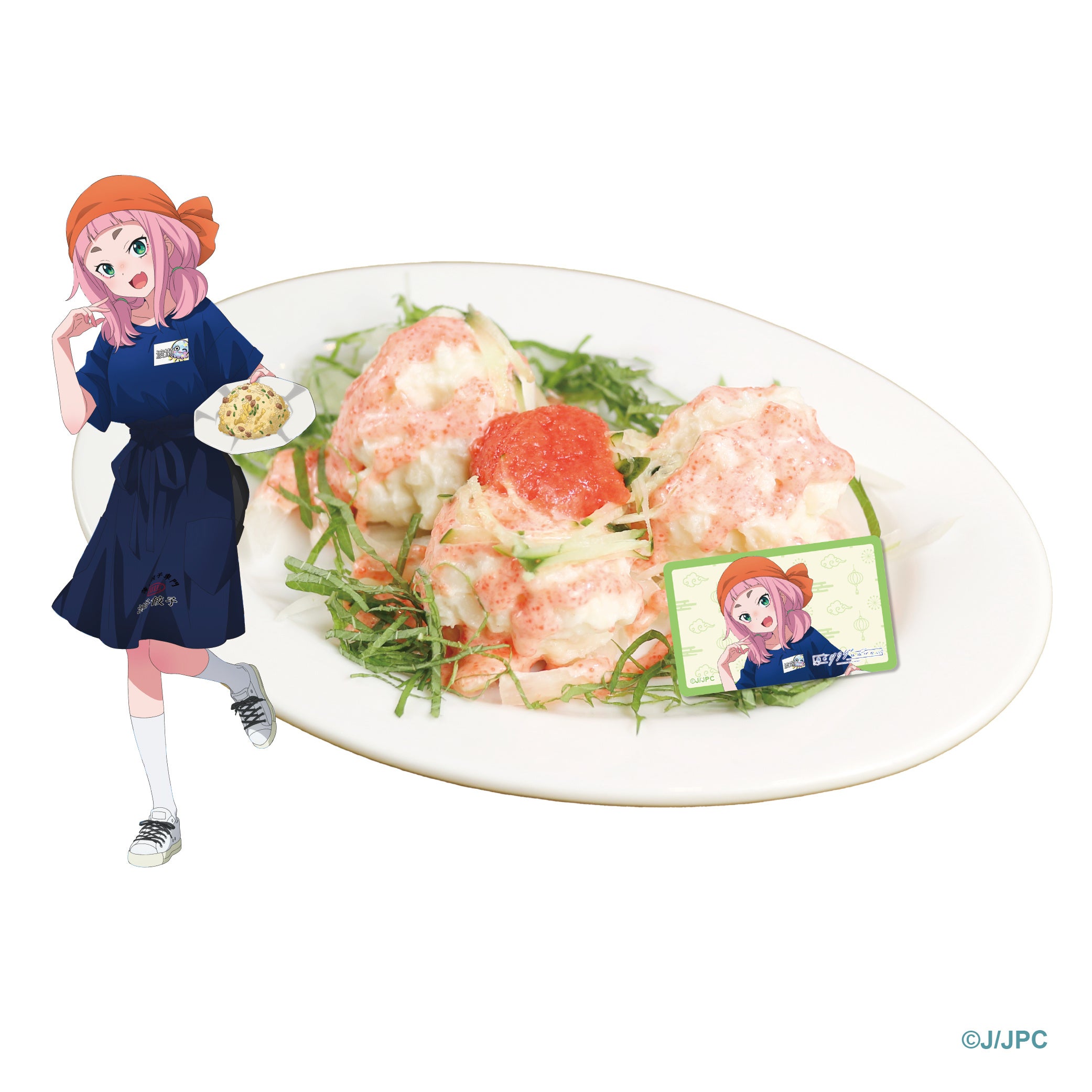 キャラクターと明太ポテトサラダ