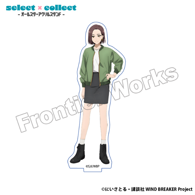 グリーンジャケットの女性キャラクターのアクリルスタンド