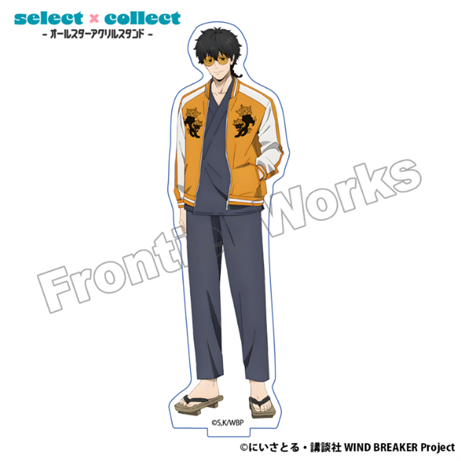 オレンジジャケットの男性キャラクターのアクリルスタンド