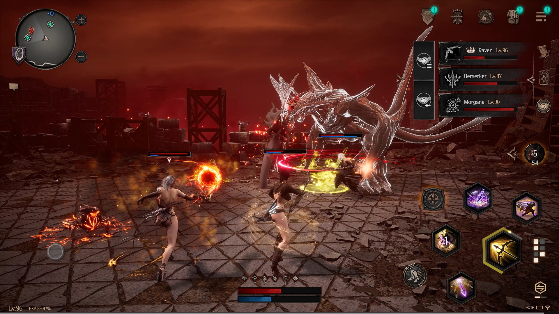 炎の魔法で巨大モンスターを攻撃