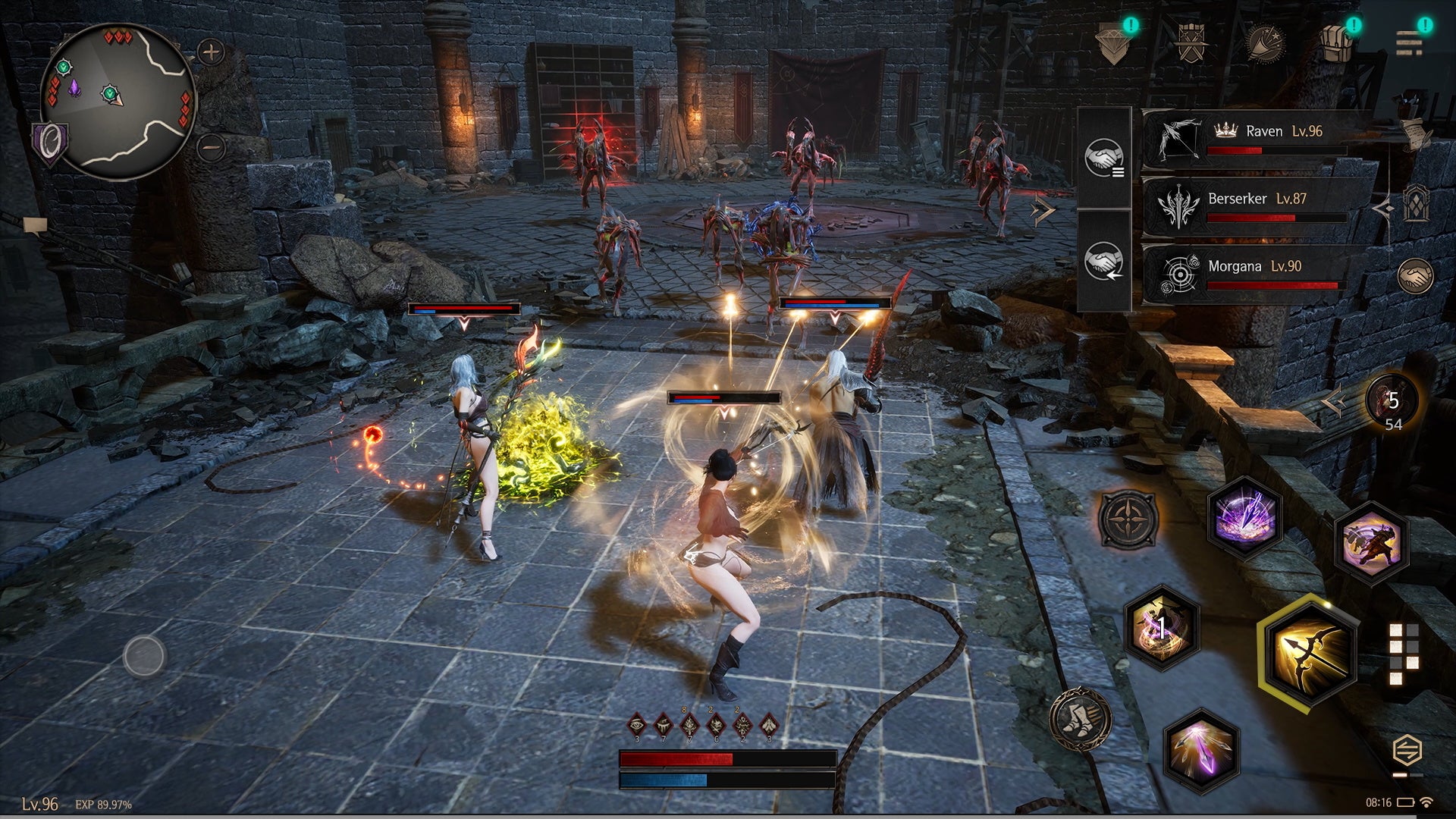 魔法と剣で敵を迎え撃つシーン