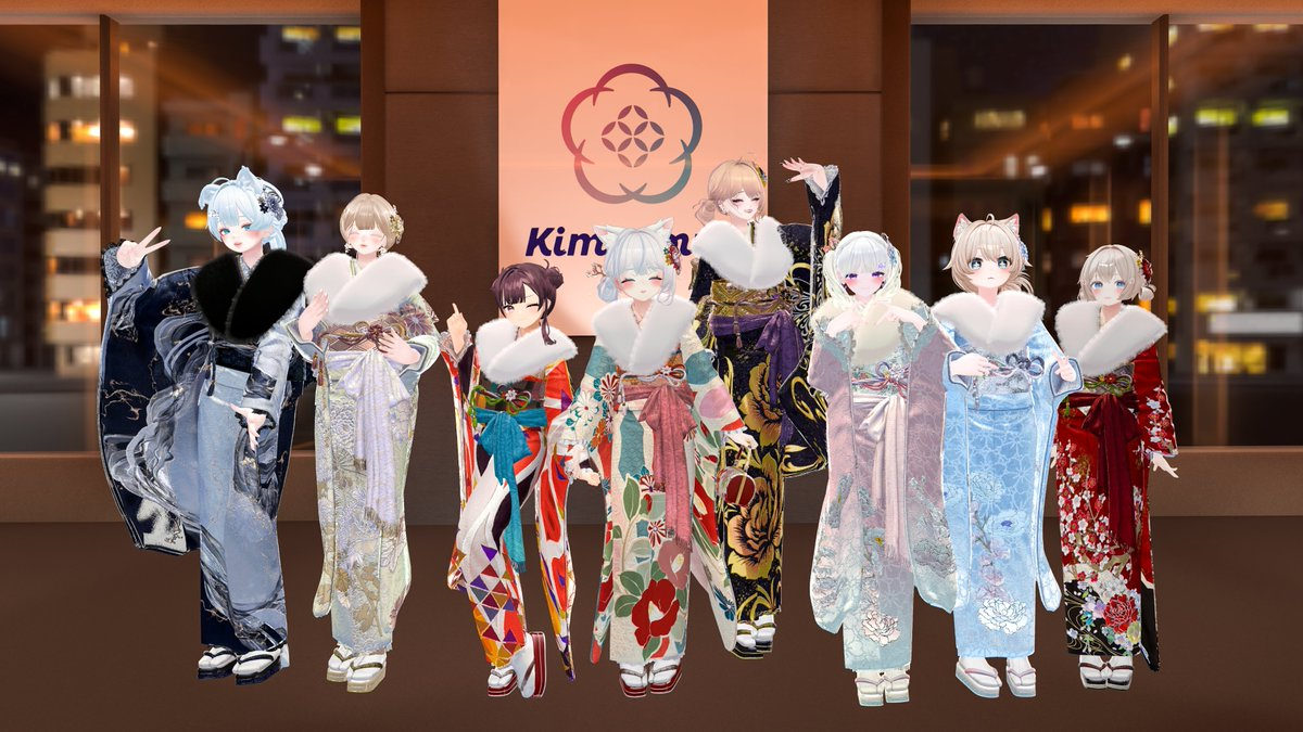 着物姿の参加者たちの集合写真