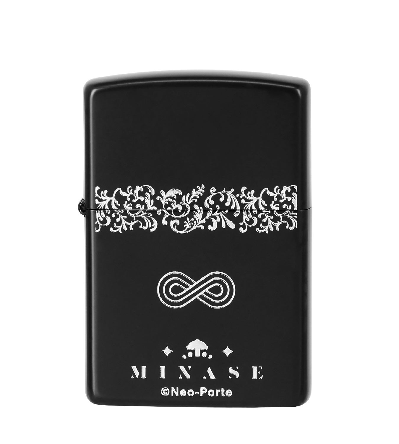 黒地に白い装飾のZIPPOライター