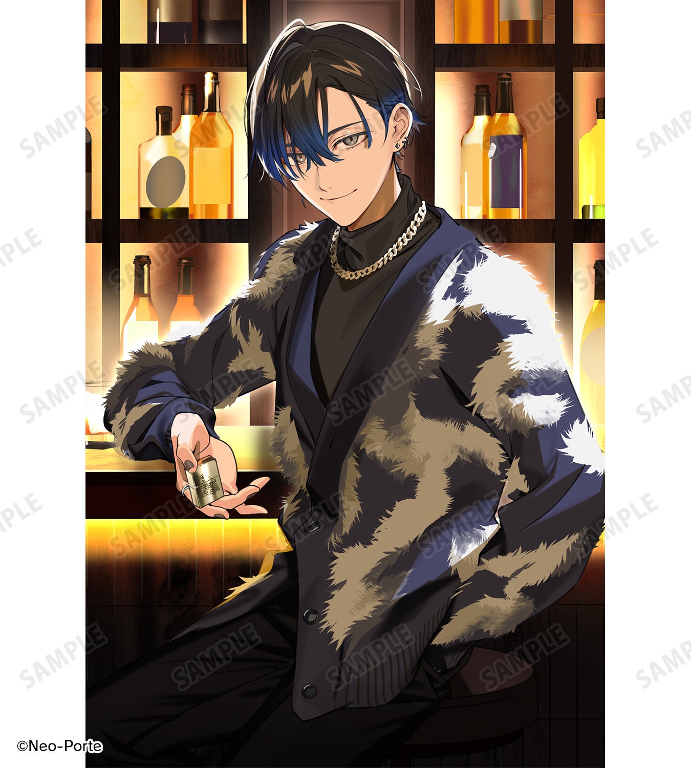 バーでキャラクターがライターを持つ