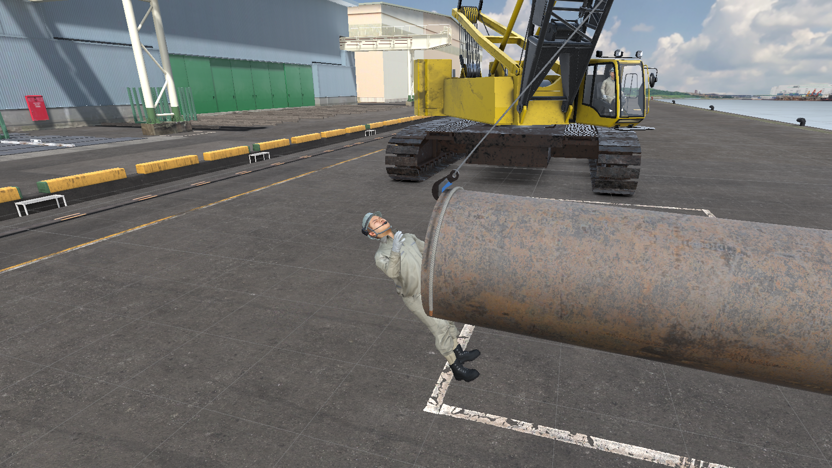 クレーン作業のVR訓練風景