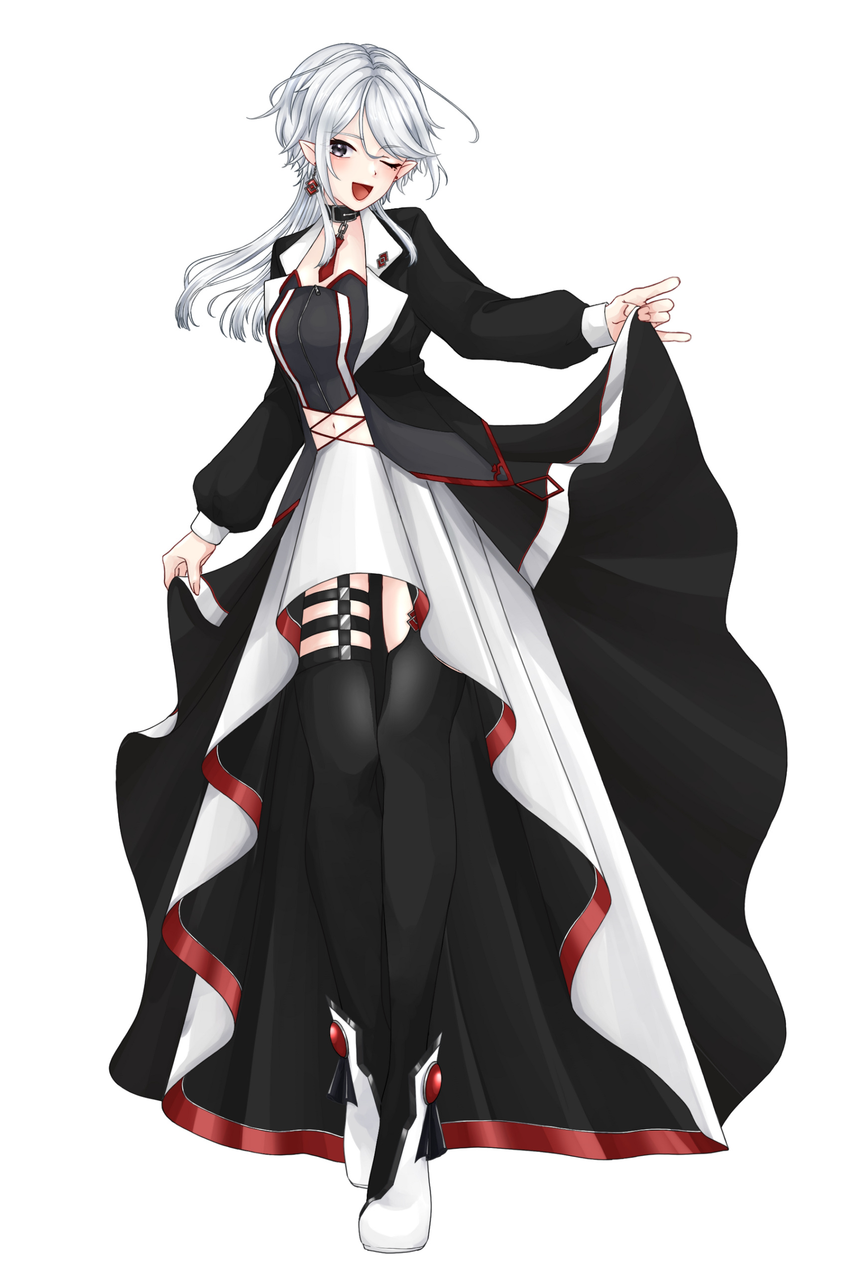 白黒のドレスを着たVTuberキャラクター