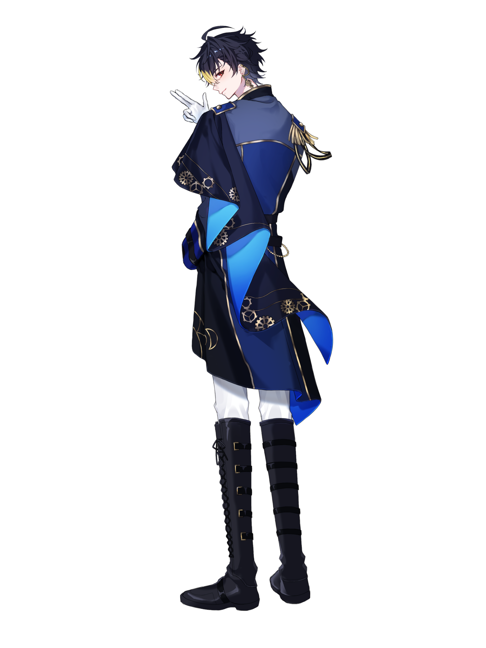 黒と青の衣装を着たVTuberキャラクター