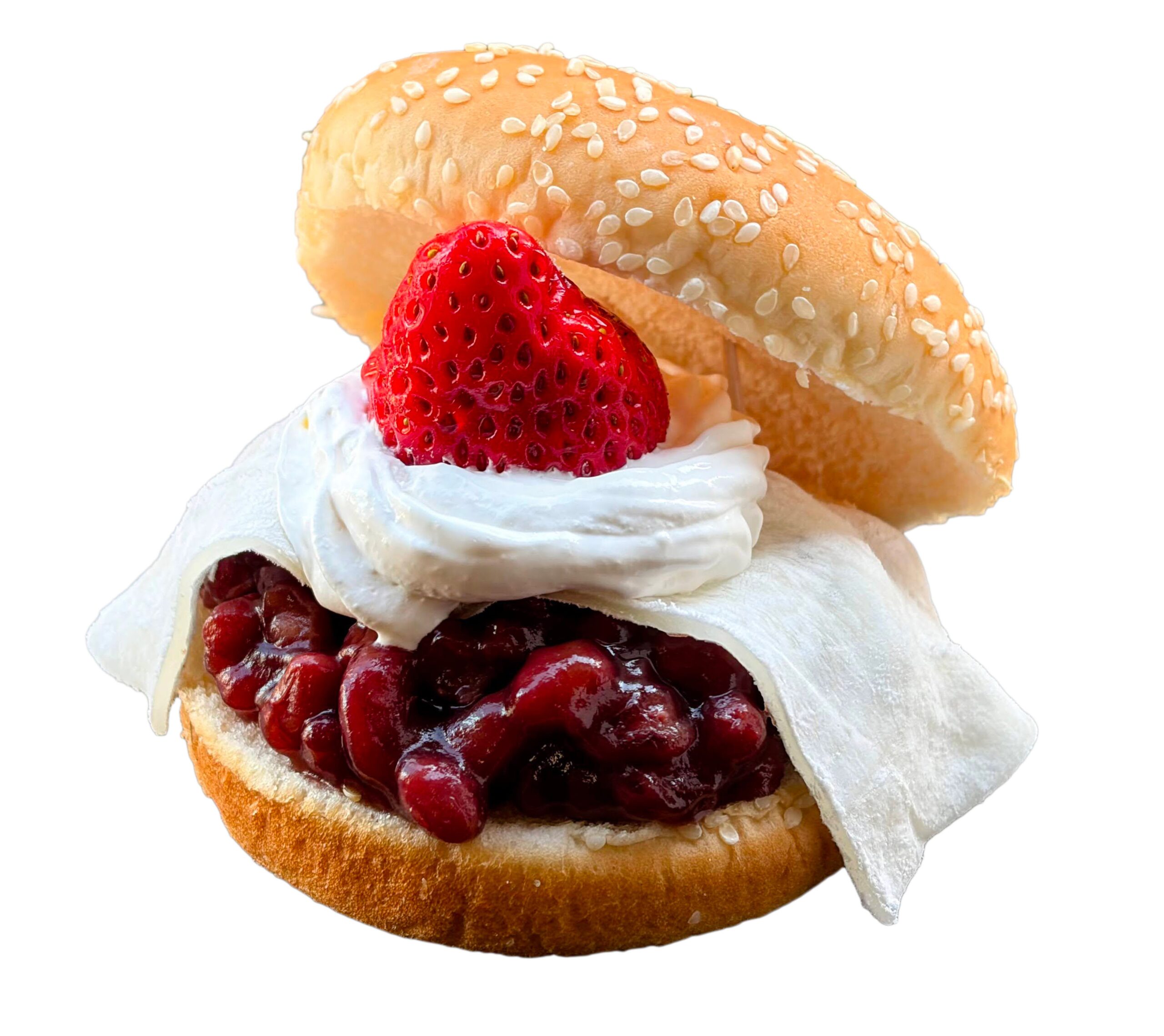 苺とあんこが特徴の特製バーガー