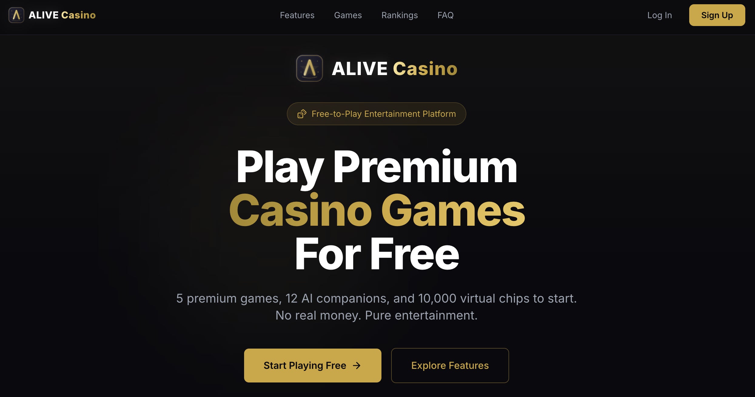 ALIVE Casinoの無料プレイ広告