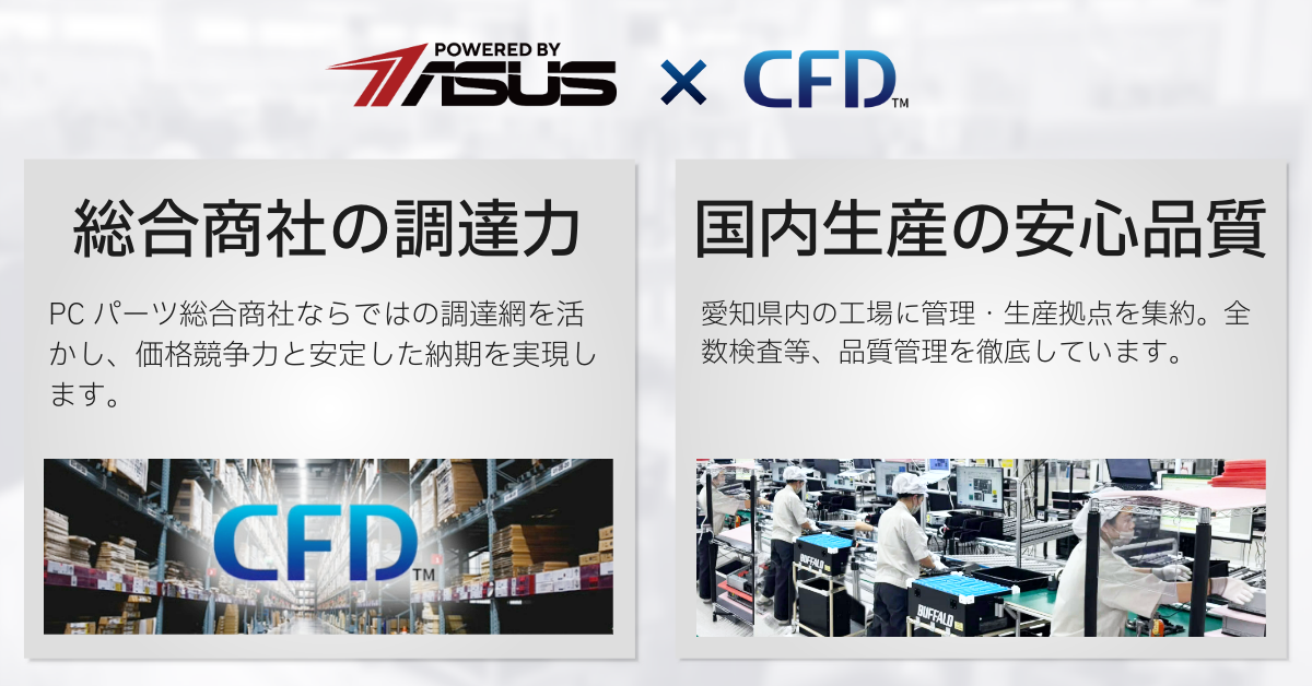 CFDとASUSの協力による品質説明