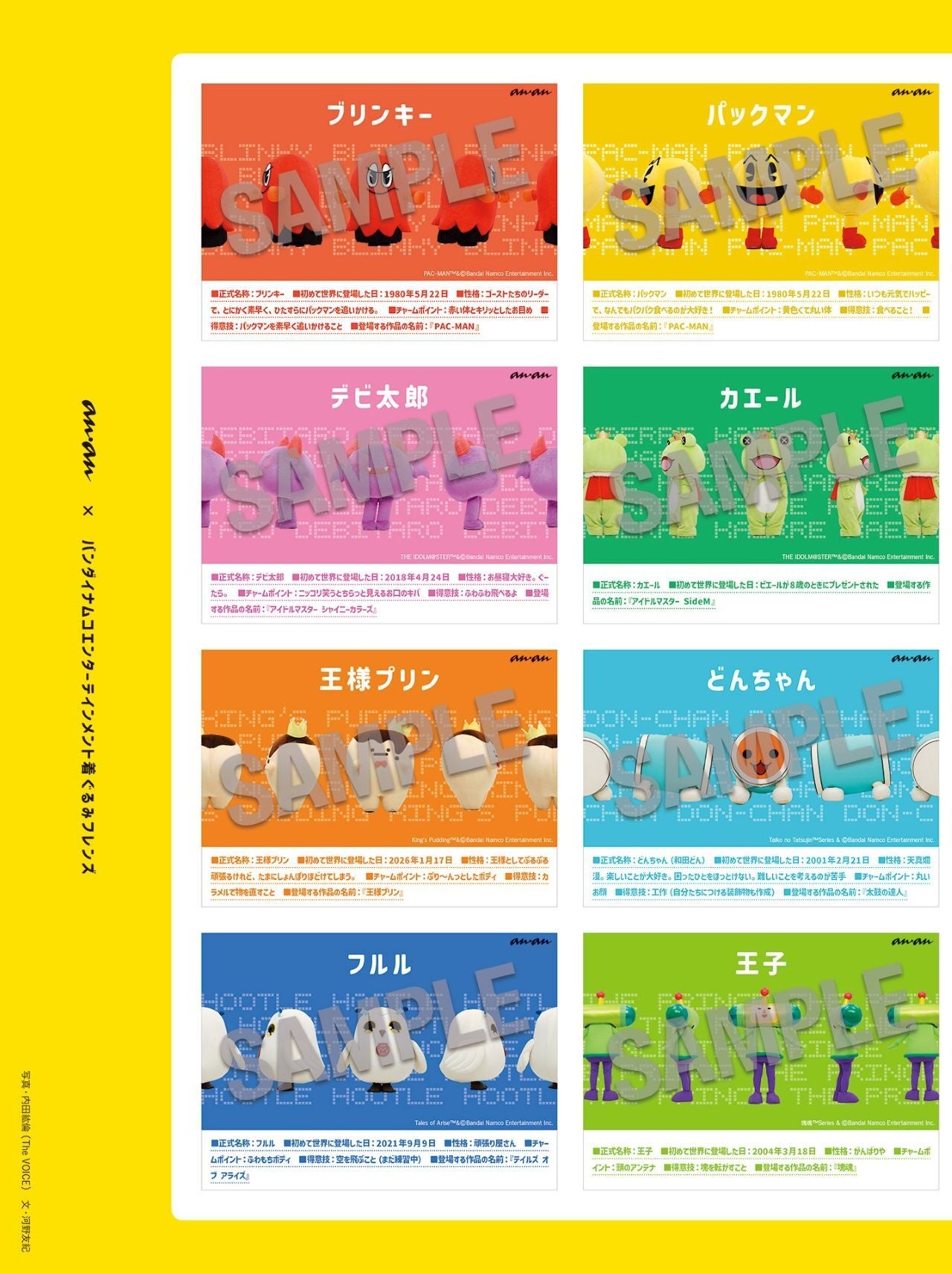 個別キャラクターが紹介されるページ