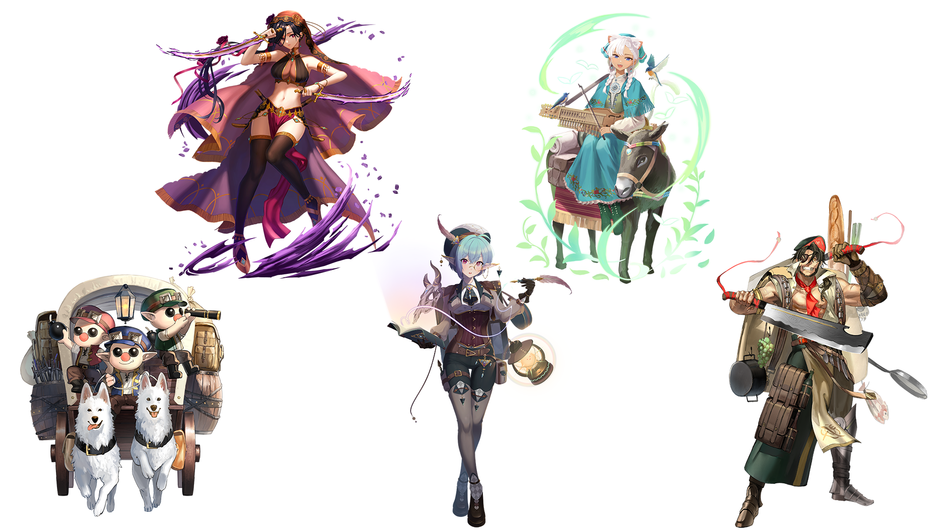 キャラクターと動物の集合絵