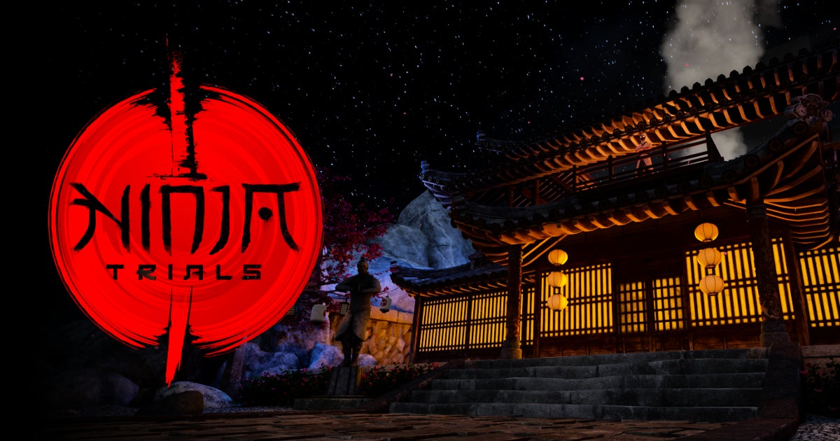 ナイトシーンの忍者トライアルテーマの建物