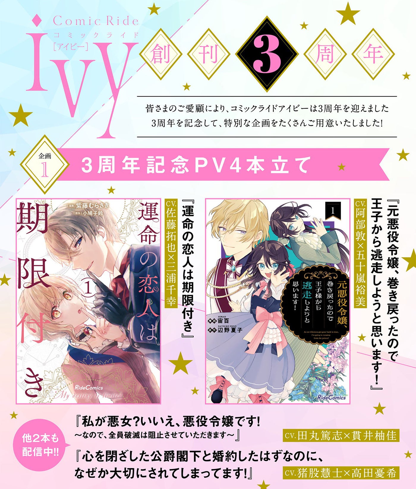創刊3周年を祝うコミックライドivy記念企画