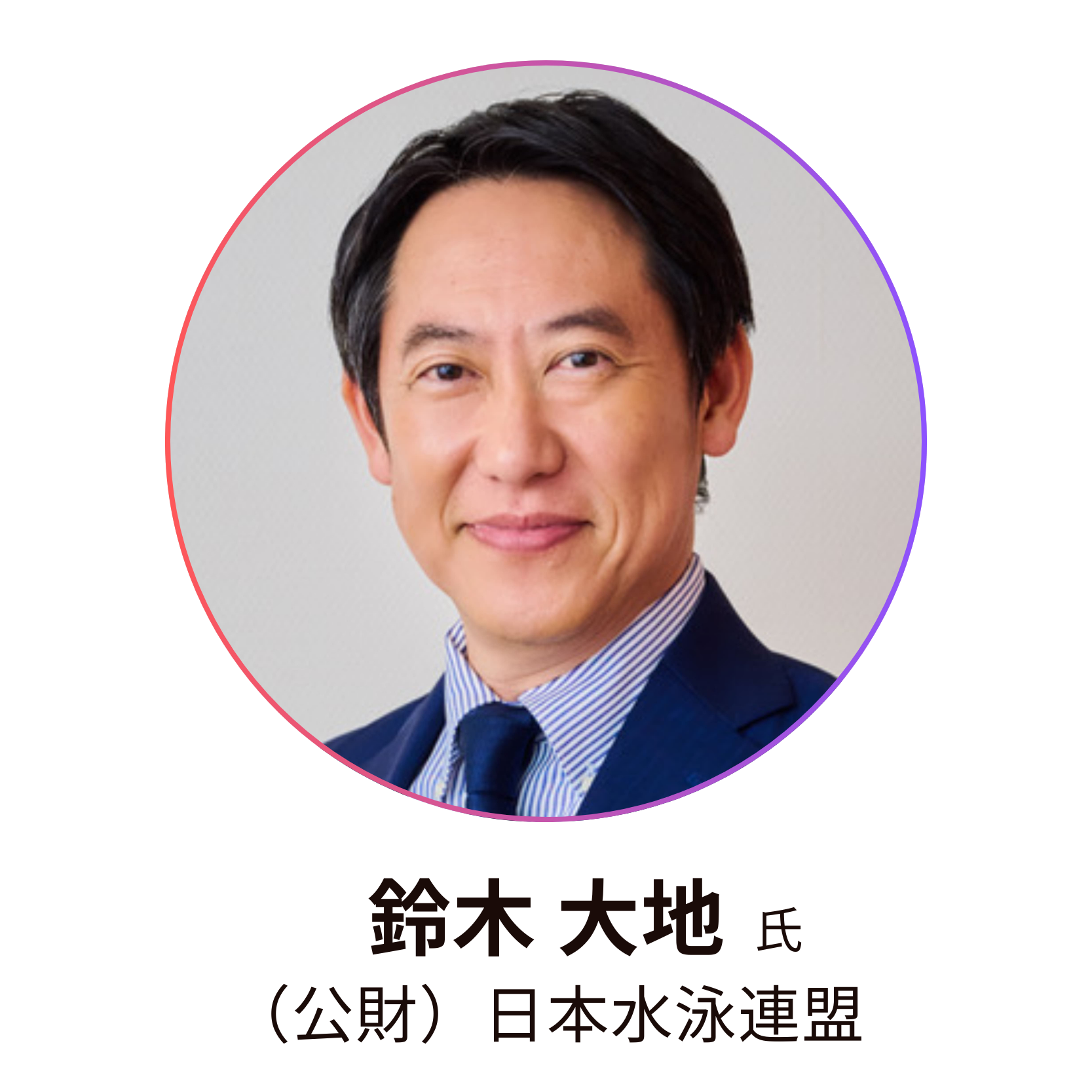 男性と日本水泳連盟の肩書