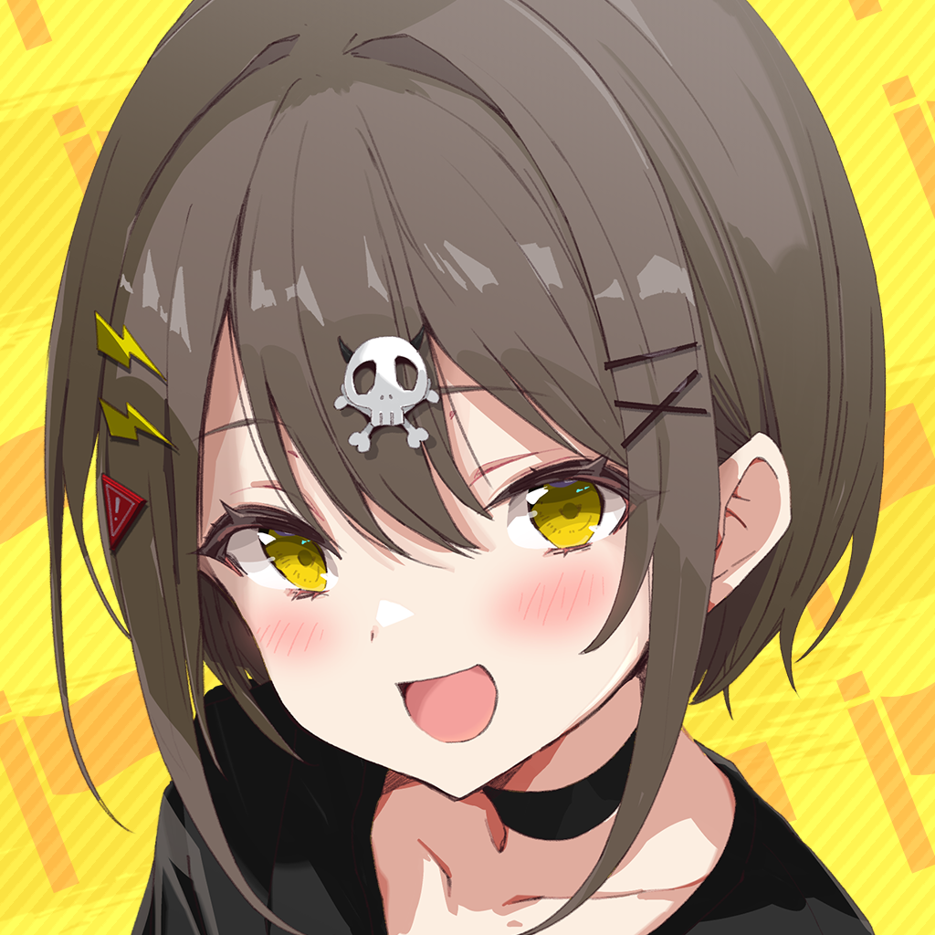 頭に髑髏の髪飾りの少女キャラクター