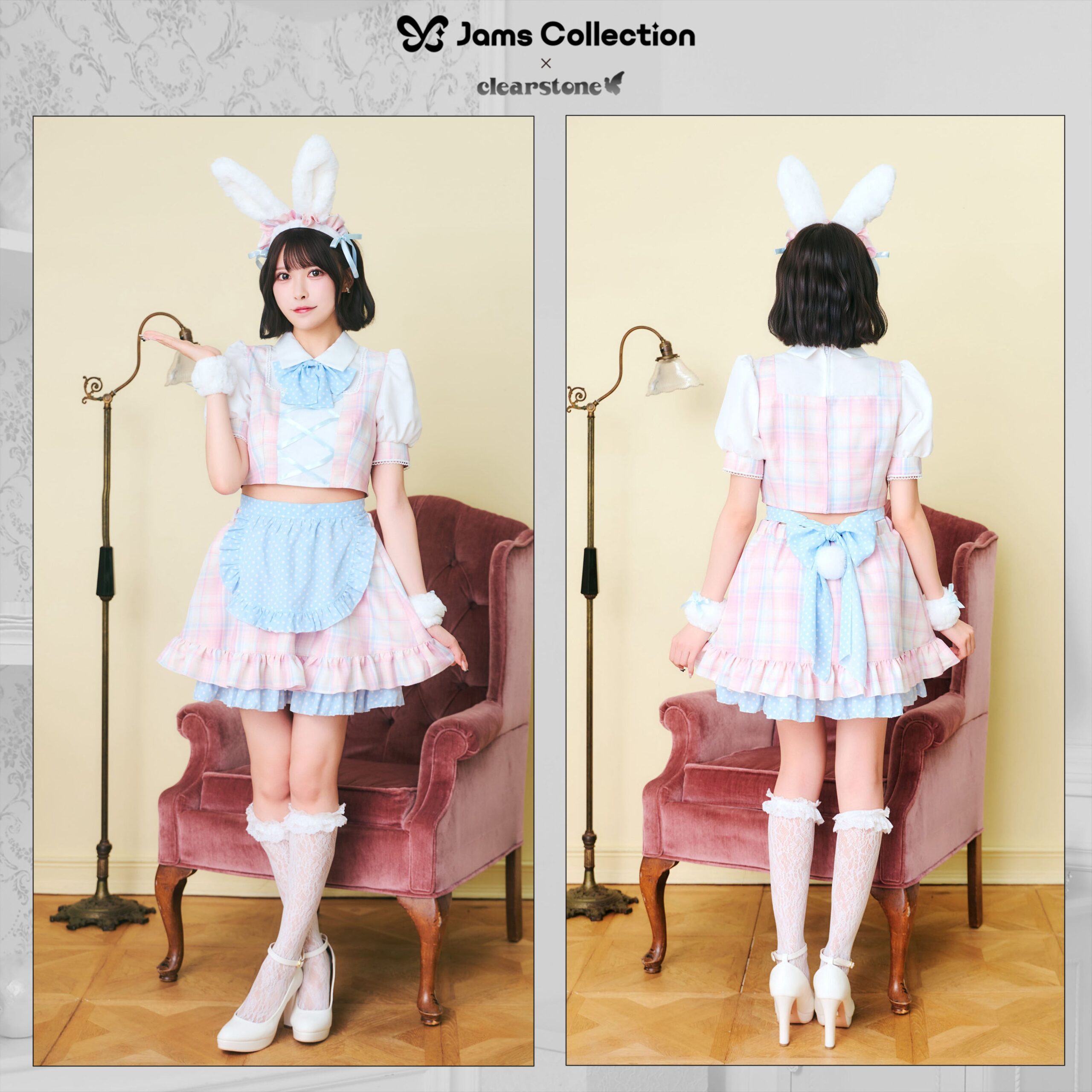 バニー風衣装でポーズをとるモデル