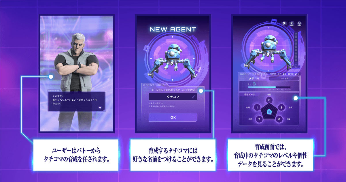 タチコマ育成を指示するキャラクター