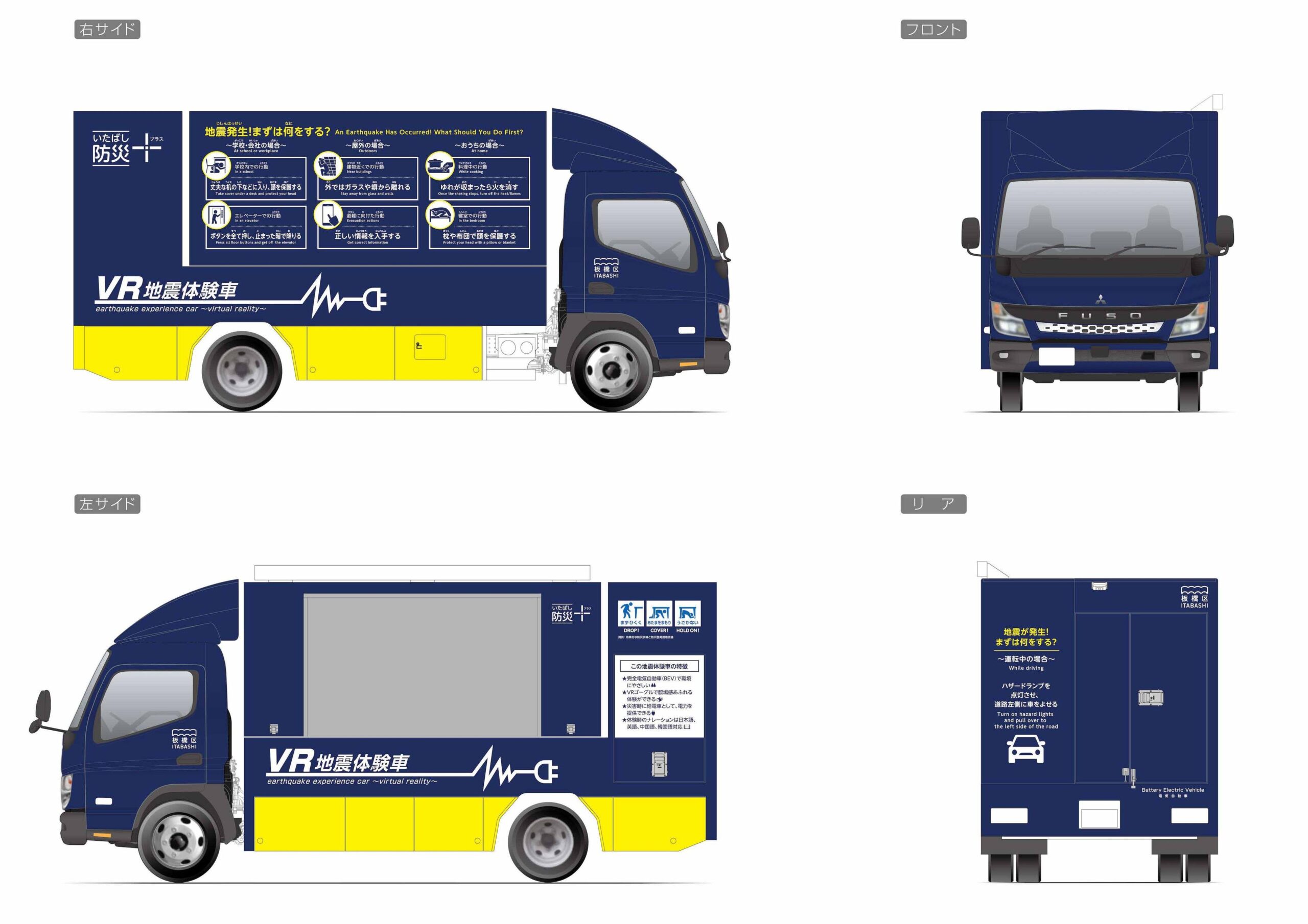 VR地震体験車の各角度図解