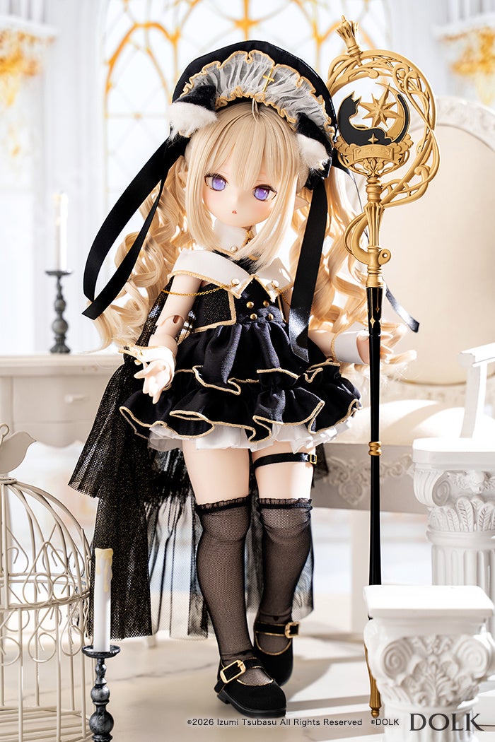 黒い魔導士衣装のドール、細部まで