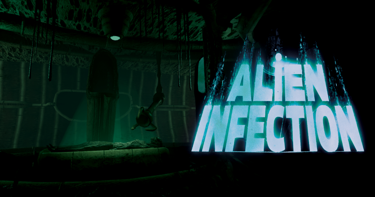 Alien Infectionの暗い洞窟内風景