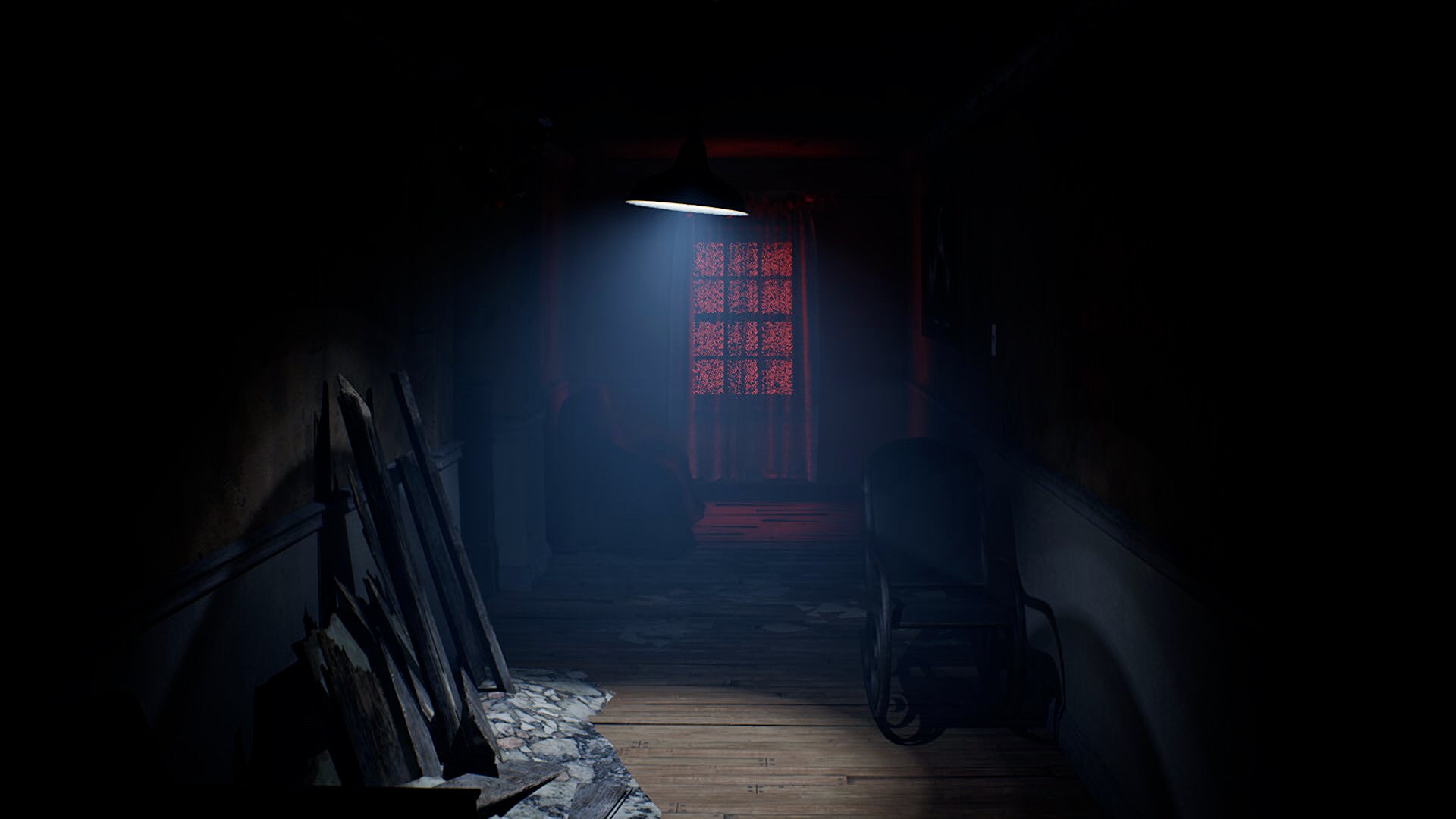 暗い廊下に射す不気味な光