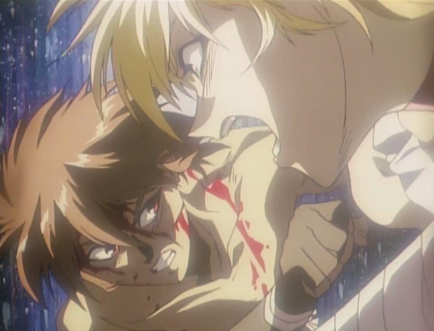 激しい戦いのシーン、影技OVAより