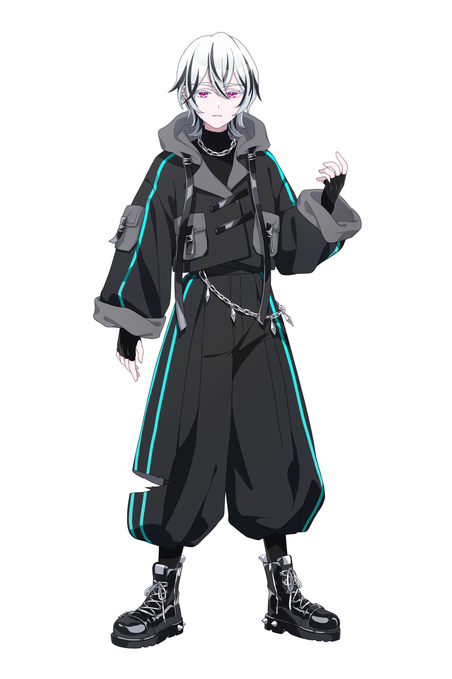 黒い服装のクールな男性キャラ