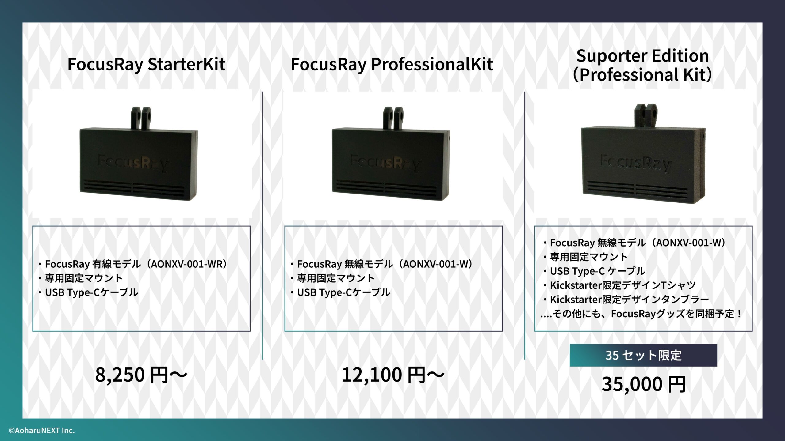 FocusRay各種モデルの紹介と価格