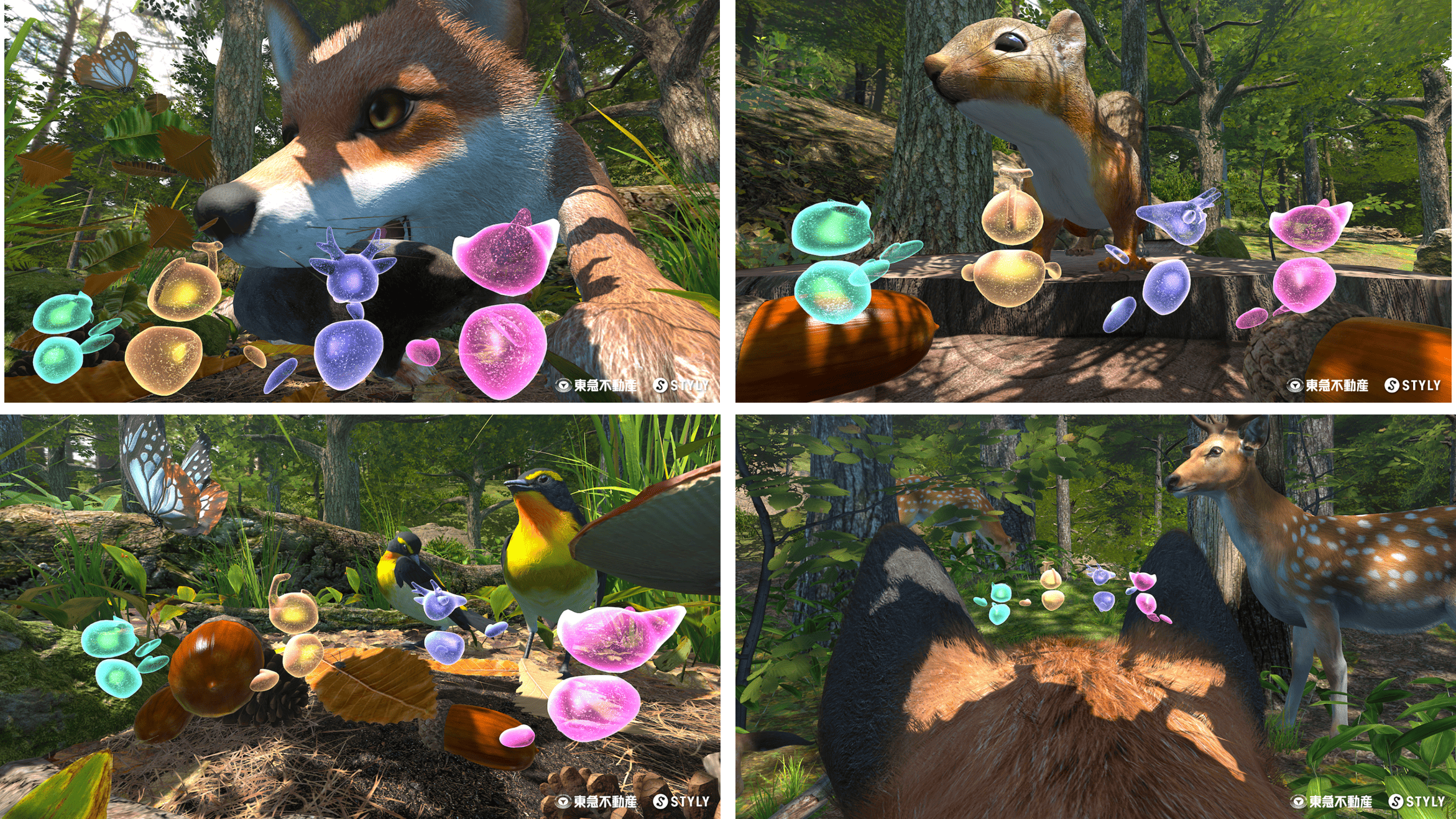 鮮やかな紅葉と建物の風景