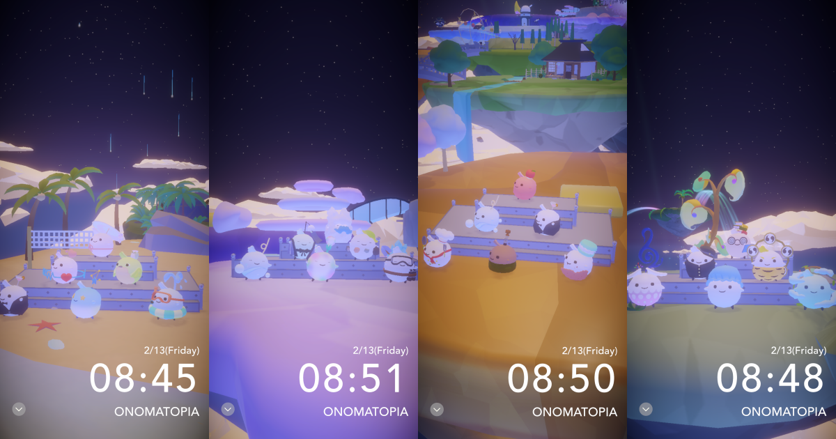 オノマトピアのキャラクター集合風景