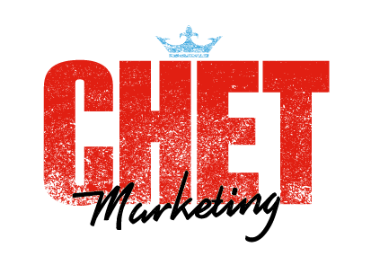 青い王冠付きCHET Marketingロゴ