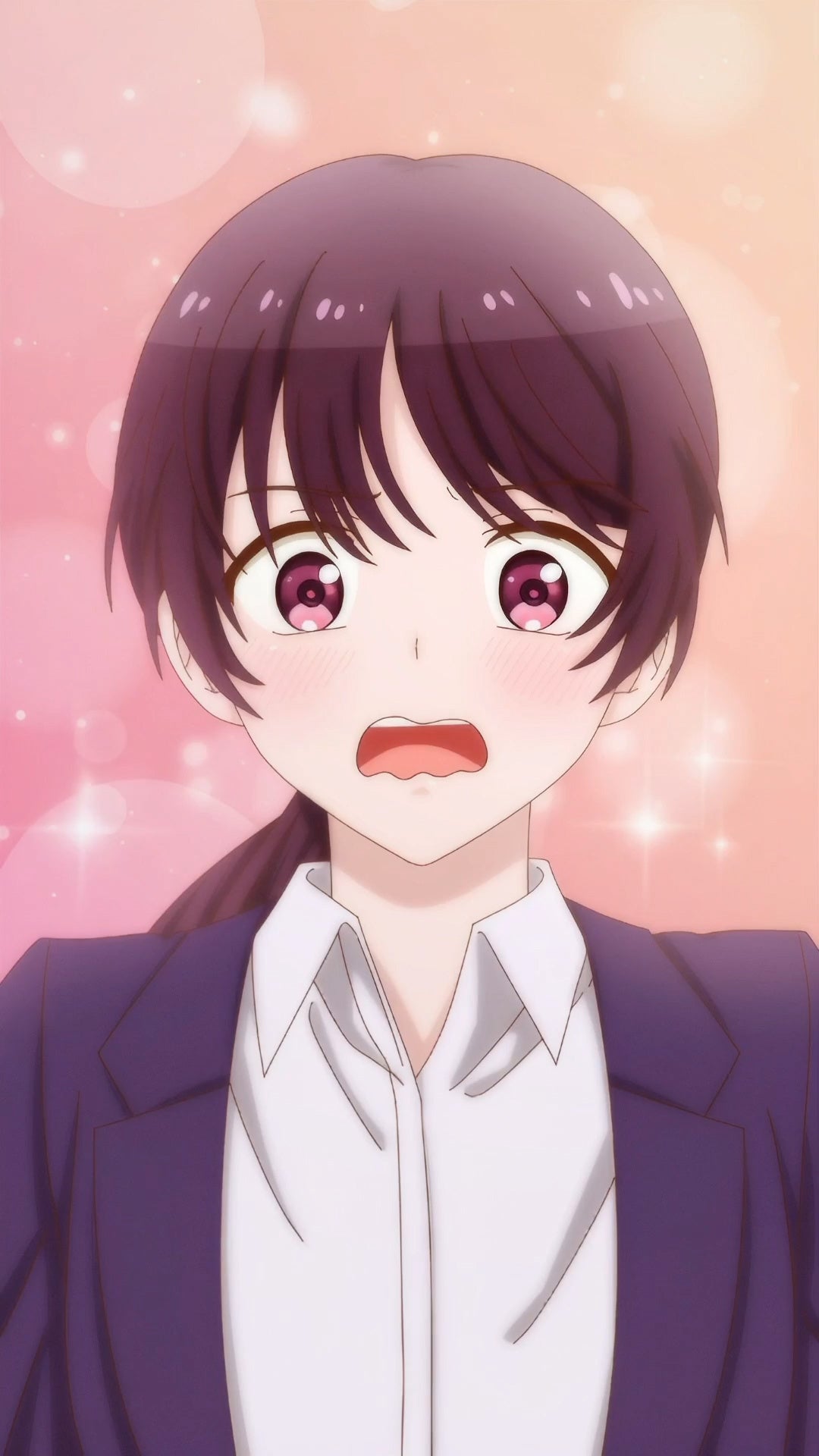 驚いた表情の女性キャラ