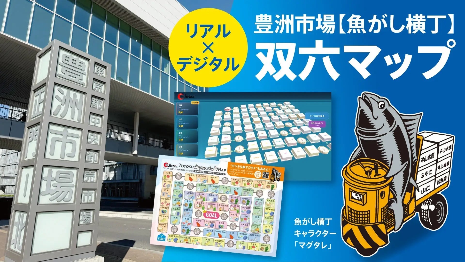 豊洲市場の外観と双六マップ案内