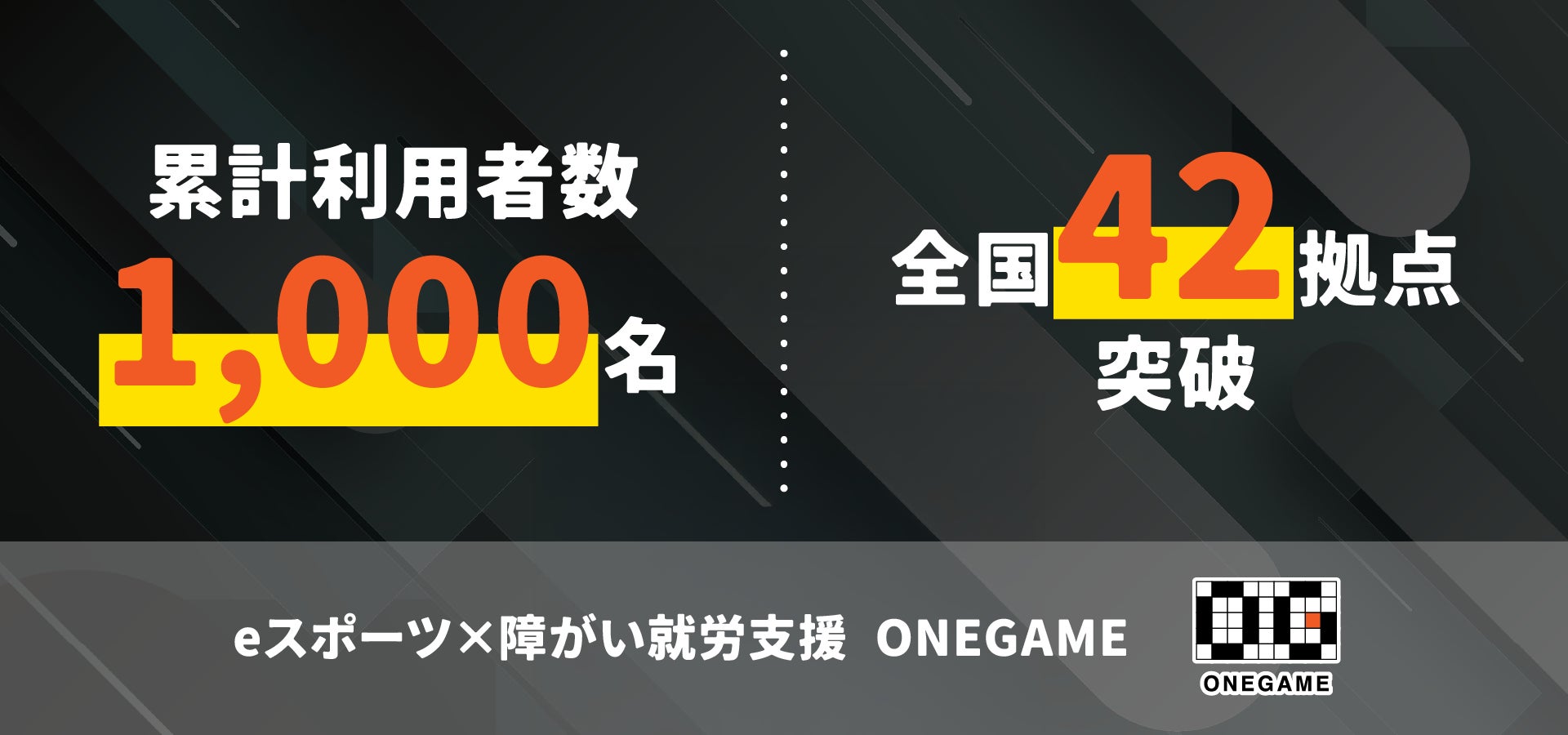 ONEGAMEの利用者数と拠点数の達成