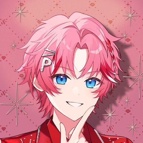 紫の髪のキャラクターが片目を隠す