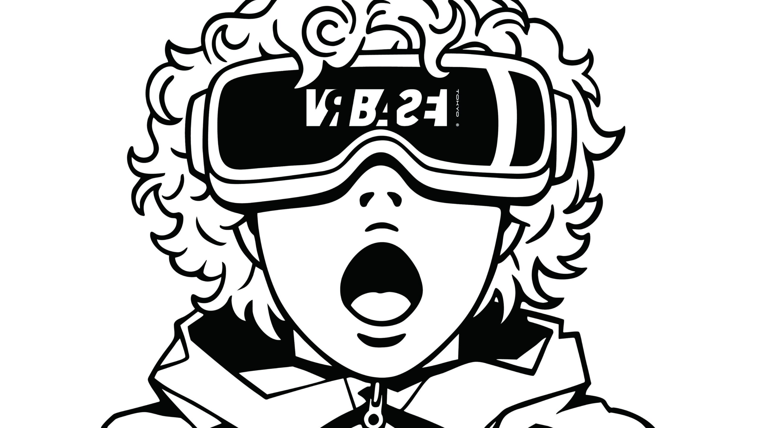 VRゴーグルをかけた驚く表情のキャラクター