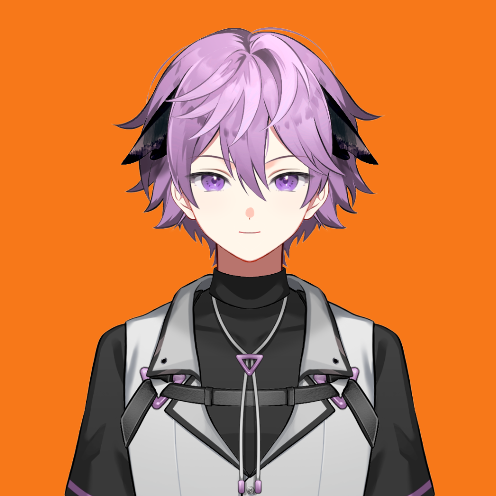 紫髪のVTuberキャラクターの正面