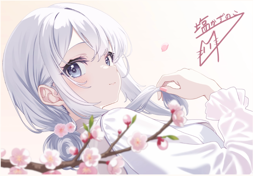 桜とVTuberキャラクターのイラスト