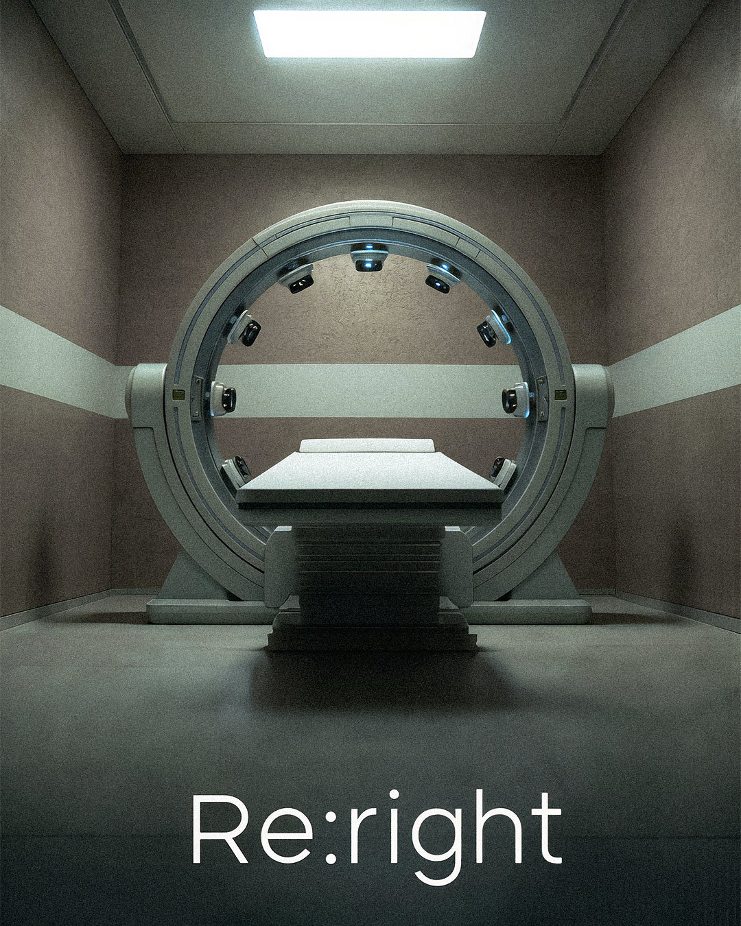 未来的な機械がある無機質な部屋