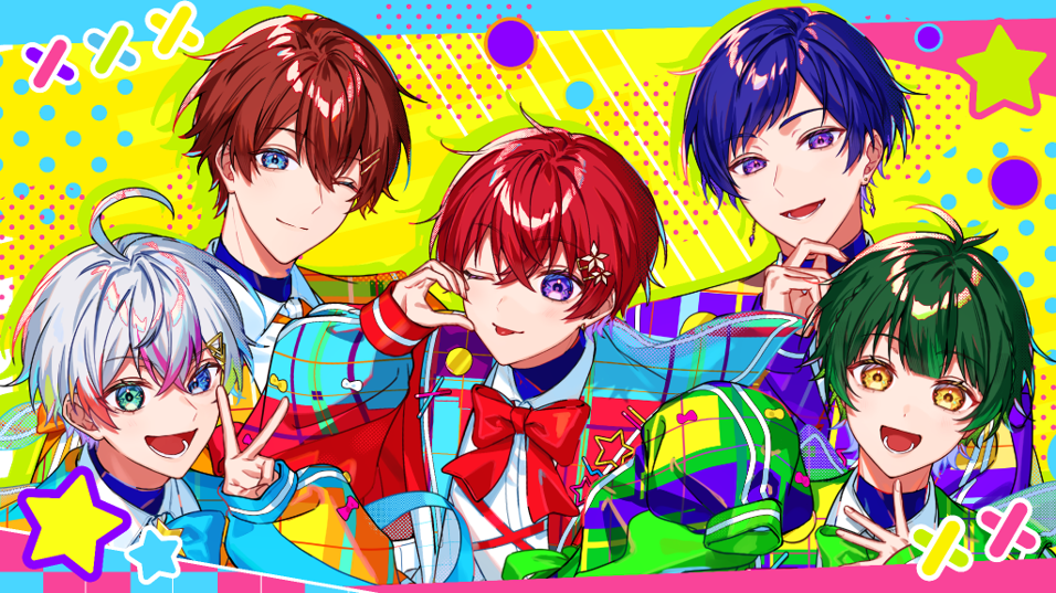 イラスト風に描かれたすたぽらメンバー