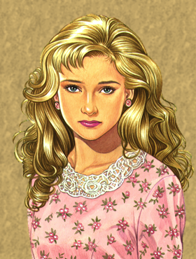 花柄の服を着た金髪の女性