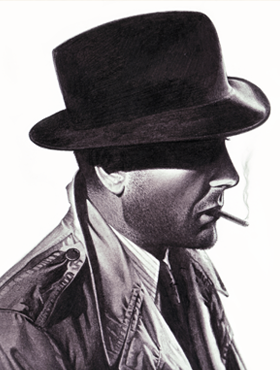 ハットをかぶった男の横顔