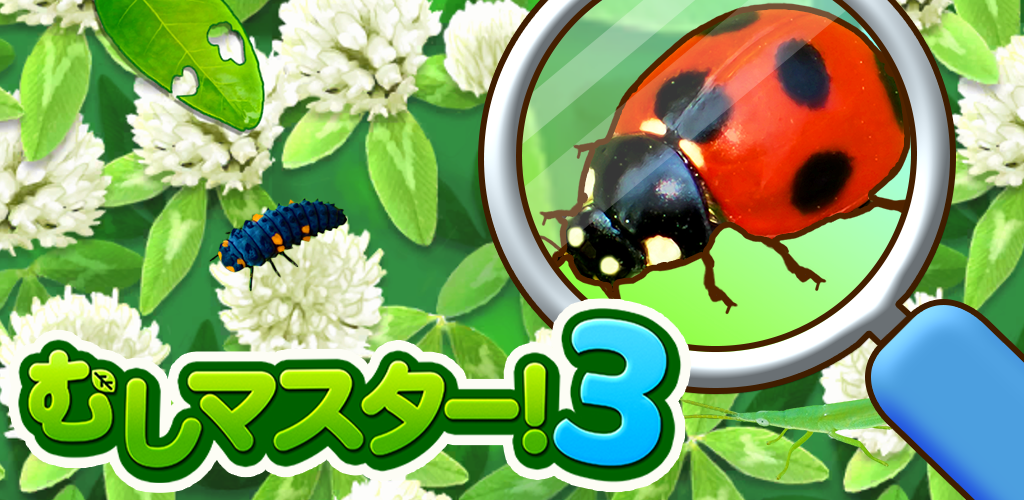 てんとう虫と白い花のアップ画像