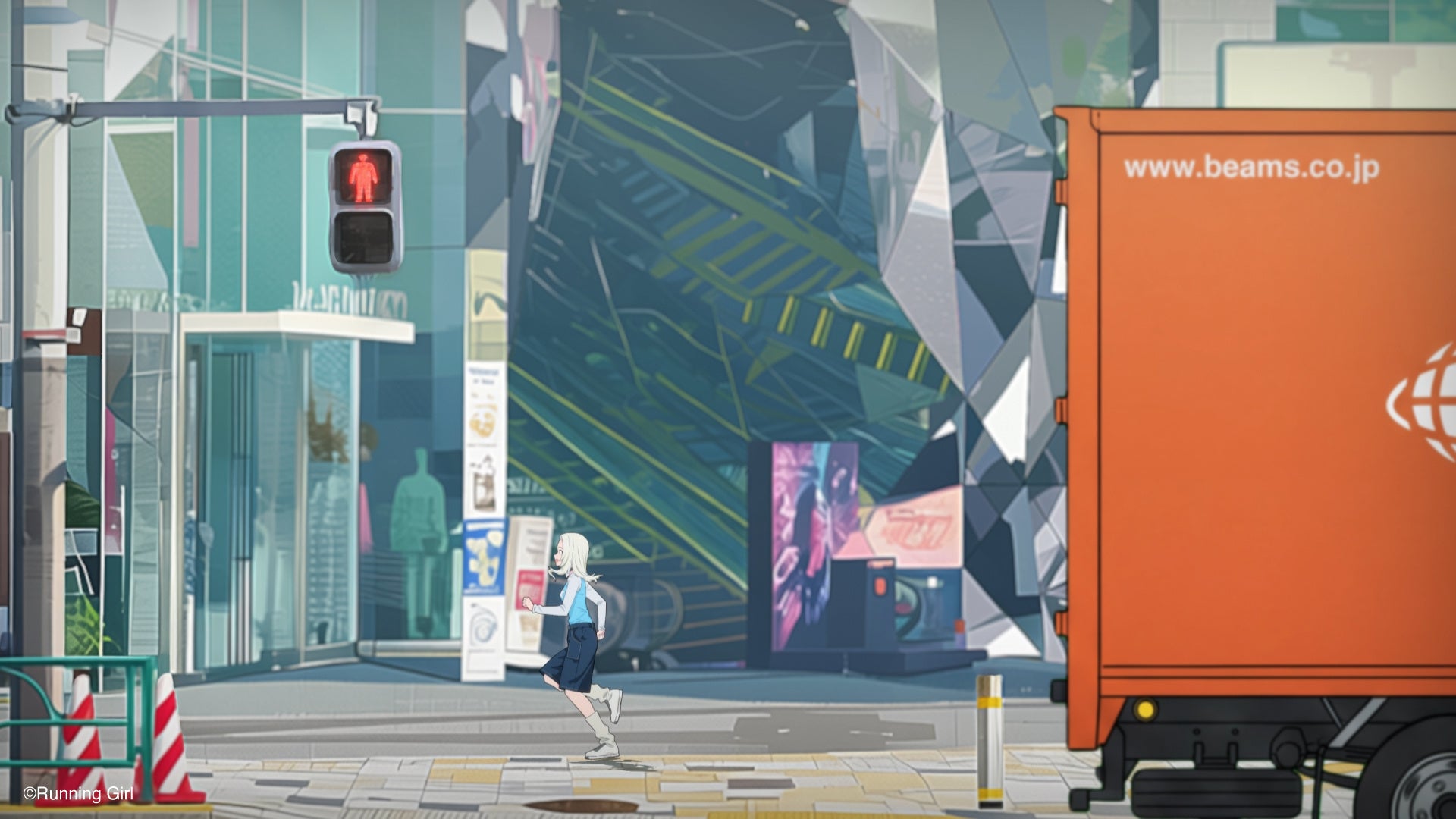 信号を渡るRunning Girlの少女