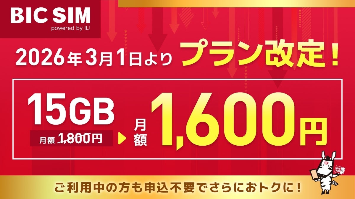 BIC SIMの新料金プラン1600円詳細