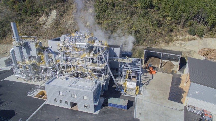 バイオマス発電所の空撮