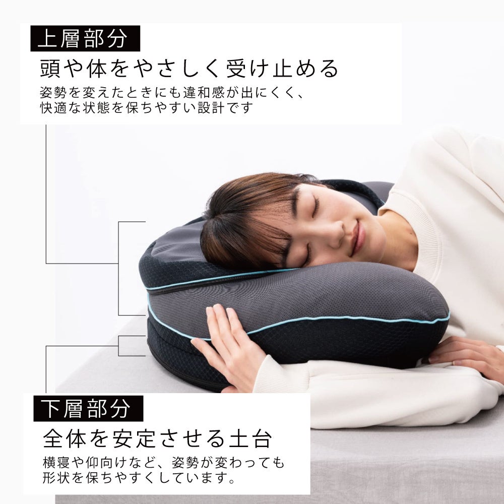上層と下層で安定感あるYOKONEGU枕