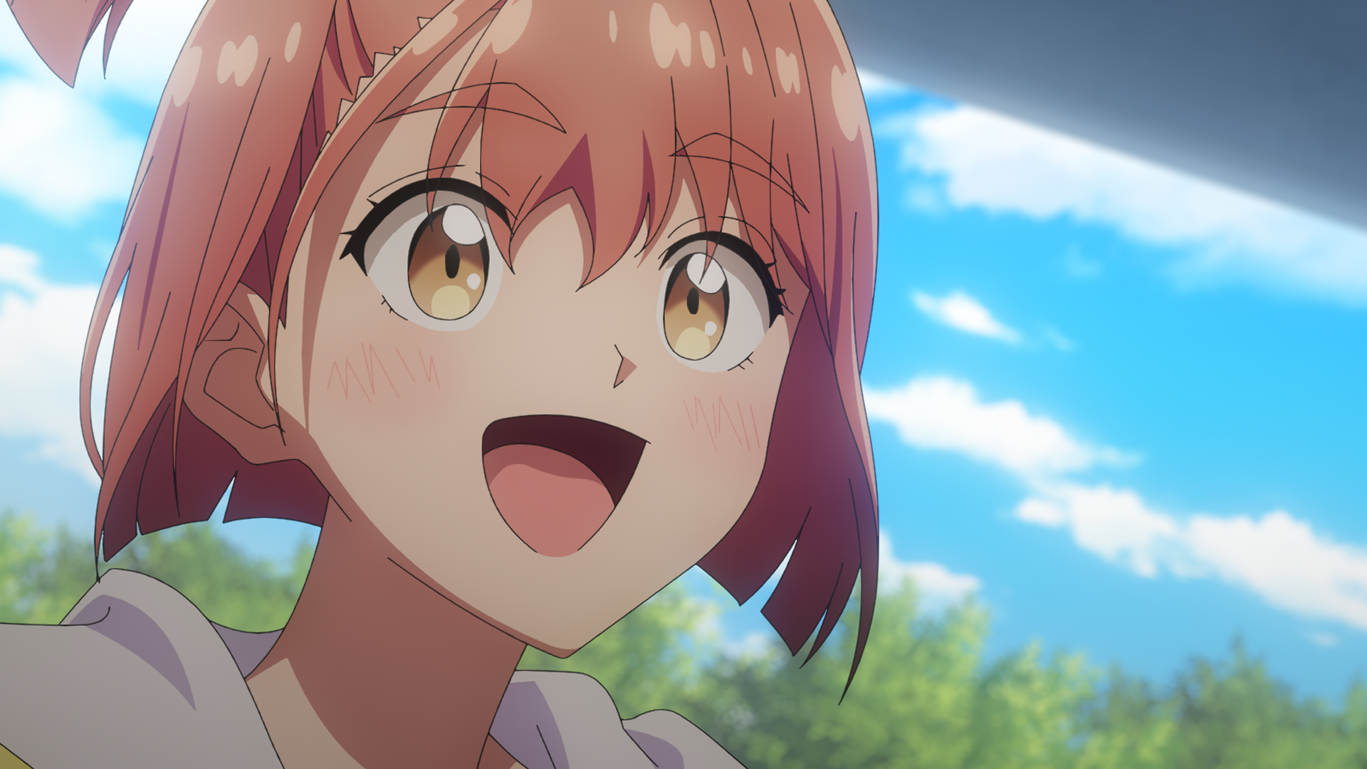 楽しげな女性キャラクターの笑顔