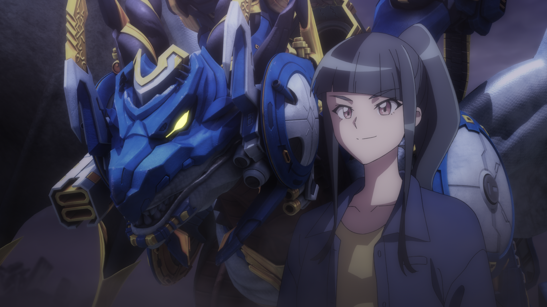 ドラゴンと並ぶクールな女性キャラクター